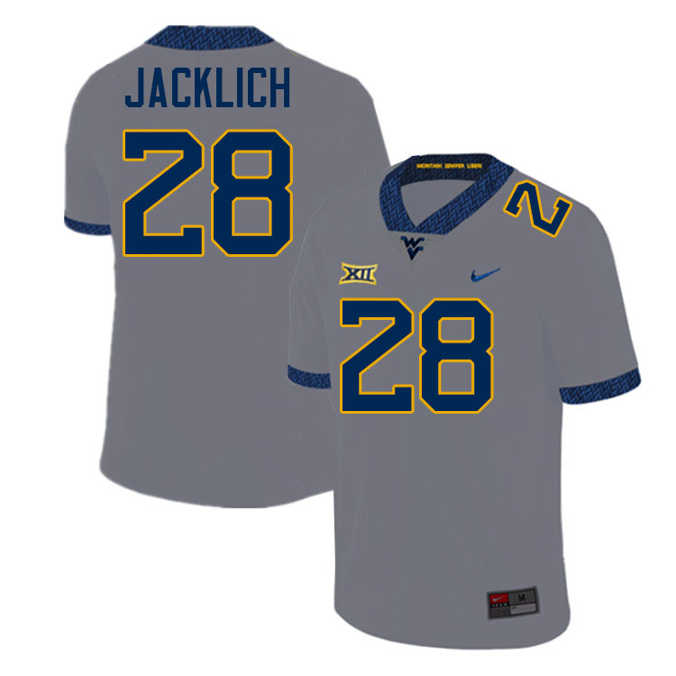 Tyler Jacklich WVU Jersey,West Virginia Mountaineers #28 Tyler Jacklich Jersey Youth College-Grey